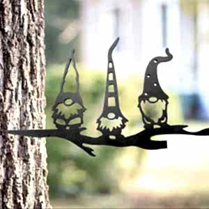 Three Gonks Fence Garden Decoration – Christmas